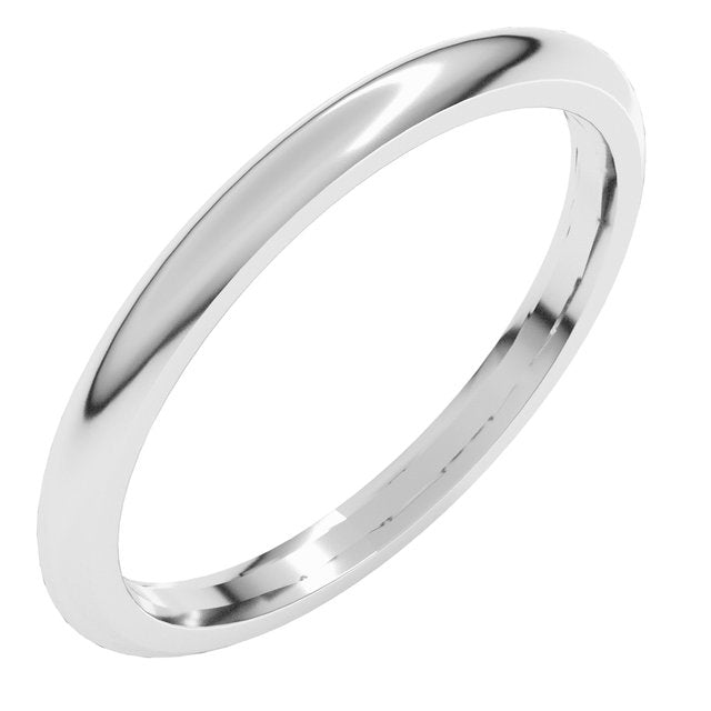 14K White 2 mm Half Round Comfort Fit Band Size 8.5