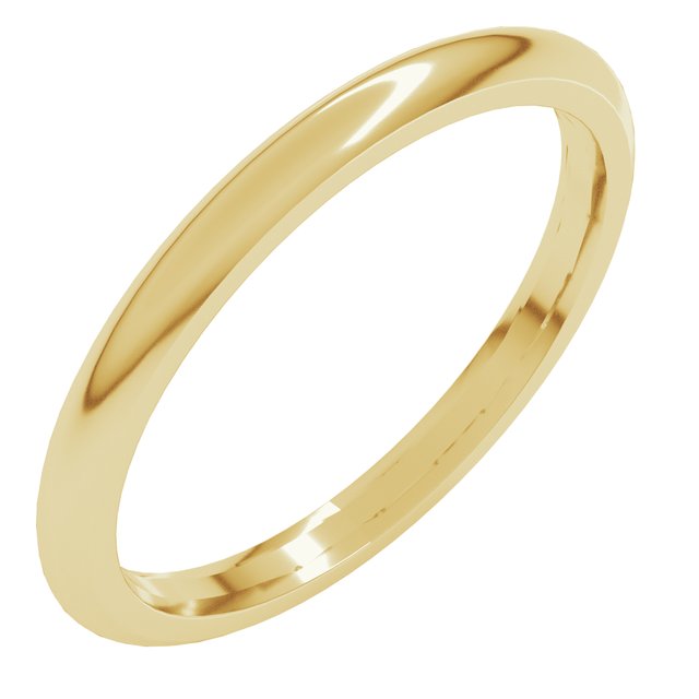 14k Yellow 2 Mm Half Round Comfort Fit Band Size 5.5