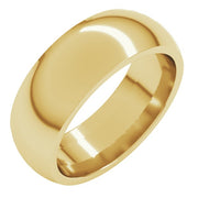 14k Yellow 7 Mm Half Round Comfort Fit Band Size 3.5