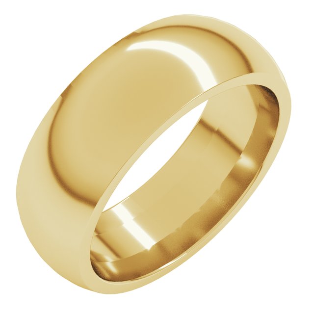14k Yellow 7 Mm Half Round Comfort Fit Band Size 3.5