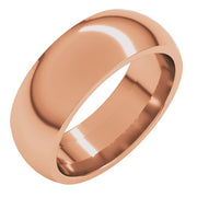 18k Rose 7 Mm Half Round Comfort Fit Band Size 11.5