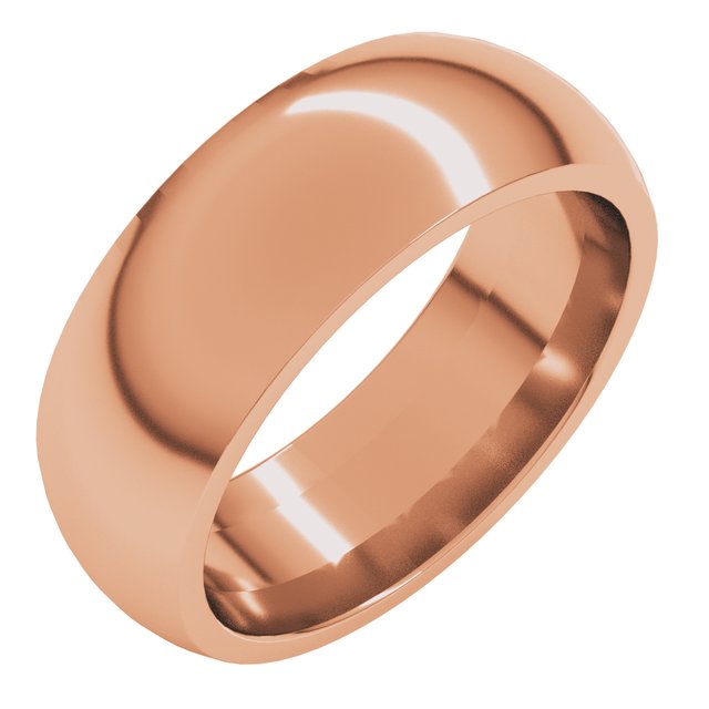 18k Rose 7 Mm Half Round Comfort Fit Band Size 6