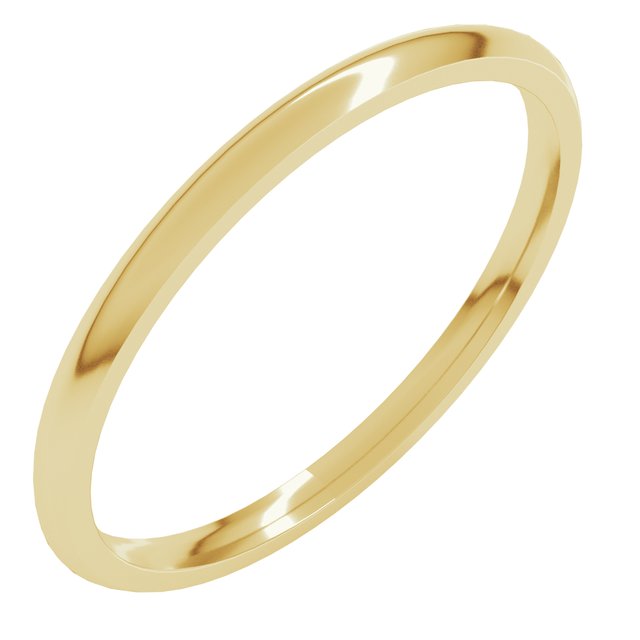 14k Yellow 1.5 Mm Half Round Comfort Fit Light Band Size 4