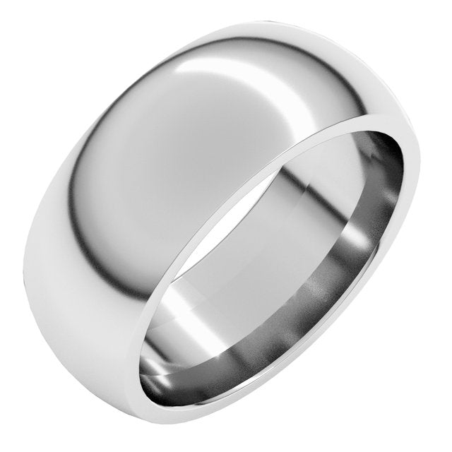 14k White 8 Mm Comfort-fit Half Round Band Size 6.5