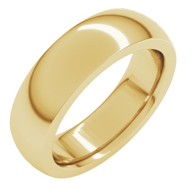 14k Yellow 6 Mm Half Round Comfort Fit Heavy Band Size 10.5
