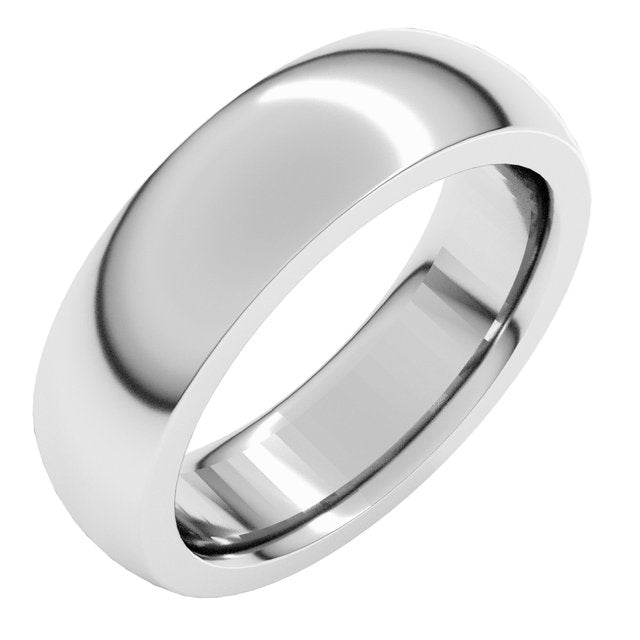 14k White 6 Mm Half Round Comfort Fit Heavy Band Size 5