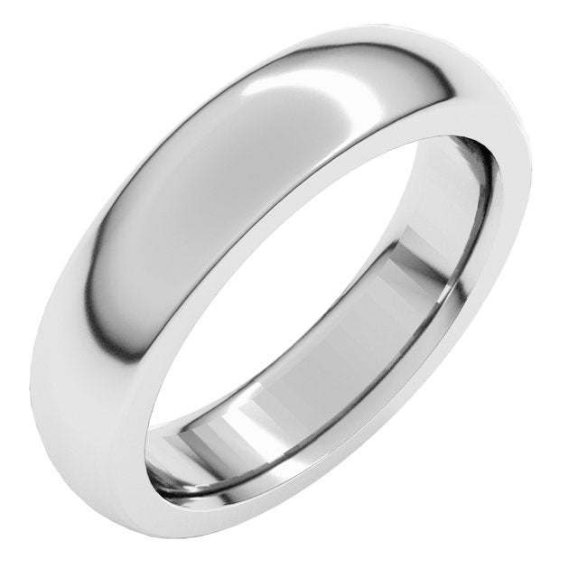14k White 5 Mm Half Round Comfort Fit Heavy Band Size 12