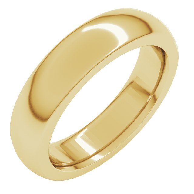 14k Yellow 5 Mm Half Round Comfort Fit Heavy Band Size 7