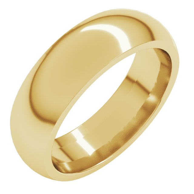 14K Yellow 6 mm Half Round Comfort Fit Band Size 6
