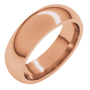 18k Rose 6 Mm Comfort-fit Half Round Band Size 11