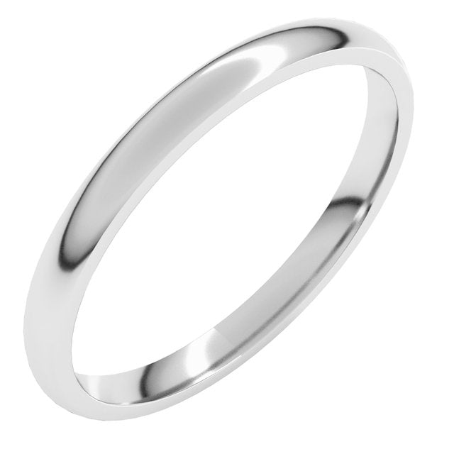 14k White 2 Mm Half Round Comfort Fit Light Band Size 9