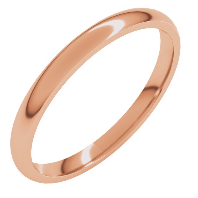 18k Rose 2 Mm Half Round Comfort Fit Light Band Size 4.5