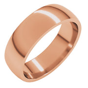 18k Rose 6 Mm Lightweight Comfort-fit Half Round Band Size 7.5