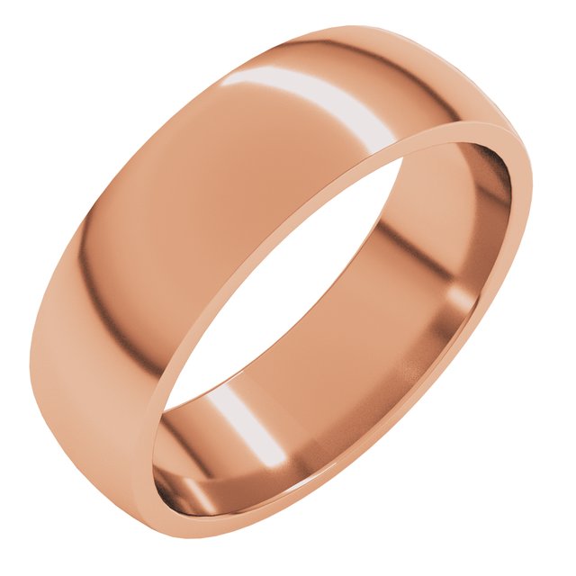 14K Rose 6 mm Half Round Comfort Fit Light Band Size 7.5