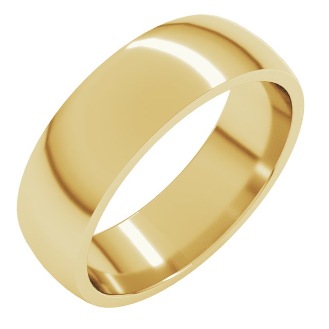 18k Yellow 6 Mm Lightweight Comfort-fit Half Round Band Size 7.5