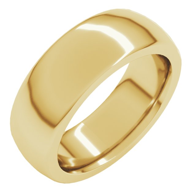 14k Yellow 7 Mm Half Round Comfort Fit Heavy Band Size 10