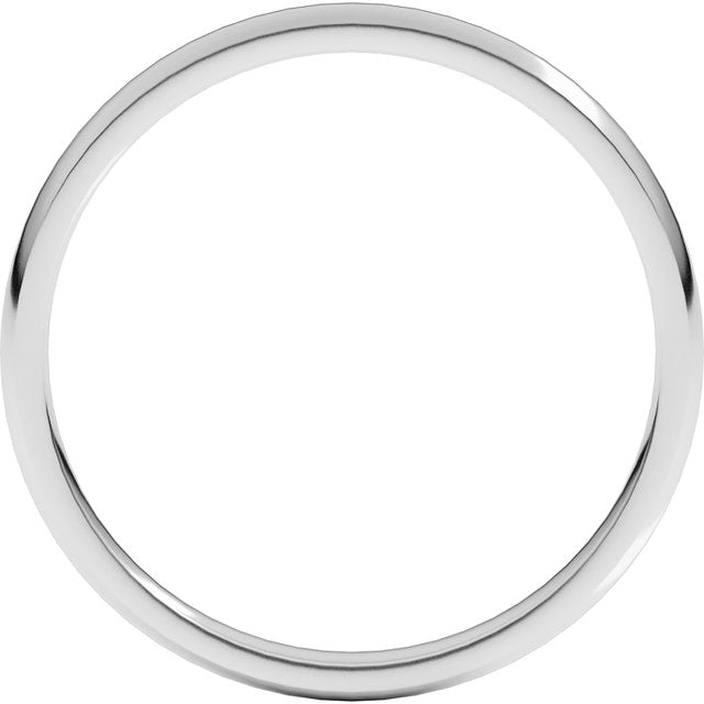 14k White 2 Mm Half Round Comfort Fit Light Band Size 9