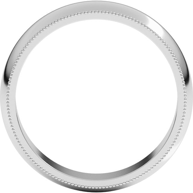 14K White 5 mm Milgrain Half Round Band Size 11.5