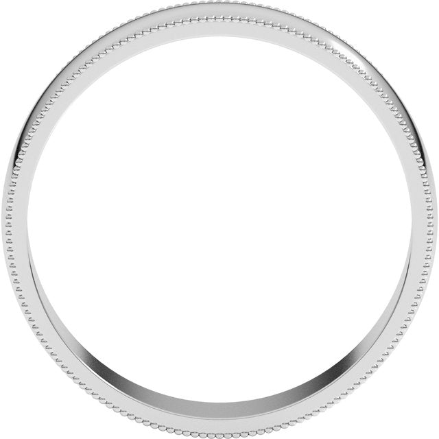 14k White 5 Mm Lightweight Milgrain Half Round Band Size 9