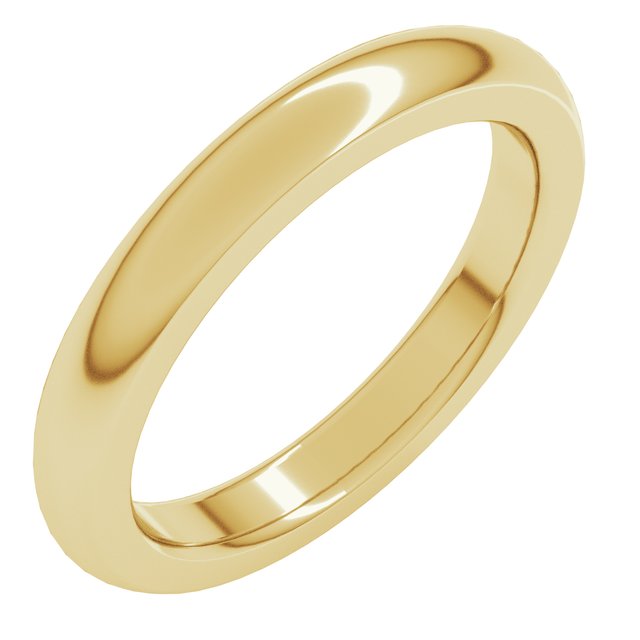 14k Yellow 3 Mm Half Round Comfort Fit Heavy Band Size 6.5