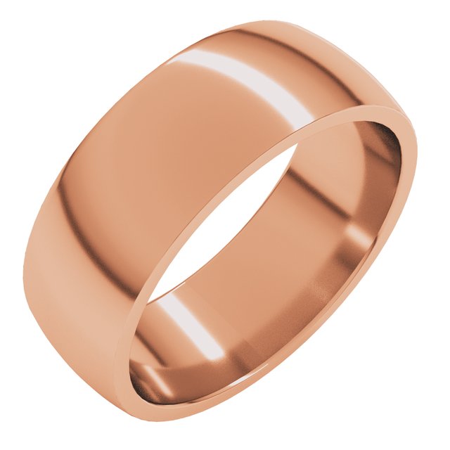 18k Rose 7 Mm Half Round Comfort Fit Light Band Size 11