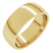 14k Yellow 7 Mm Half Round Comfort Fit Light Band Size 4.5