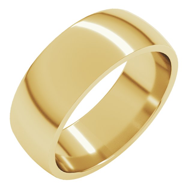 14k Yellow 7 Mm Half Round Comfort Fit Light Band Size 4.5