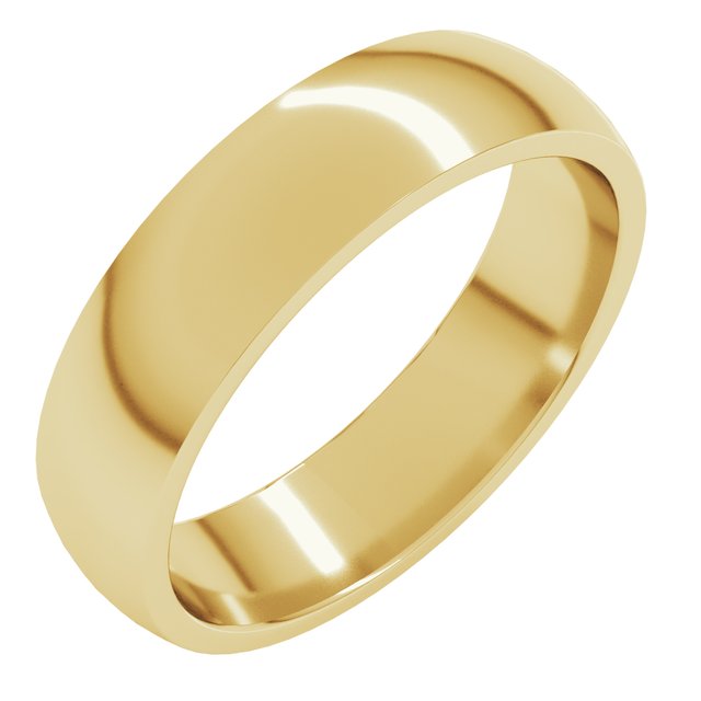 14k Yellow 5 Mm Half Round Comfort Fit Light Band Size 5.5