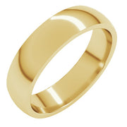 14K Yellow 5 mm Half Round Comfort Fit Light Band Size 6.5