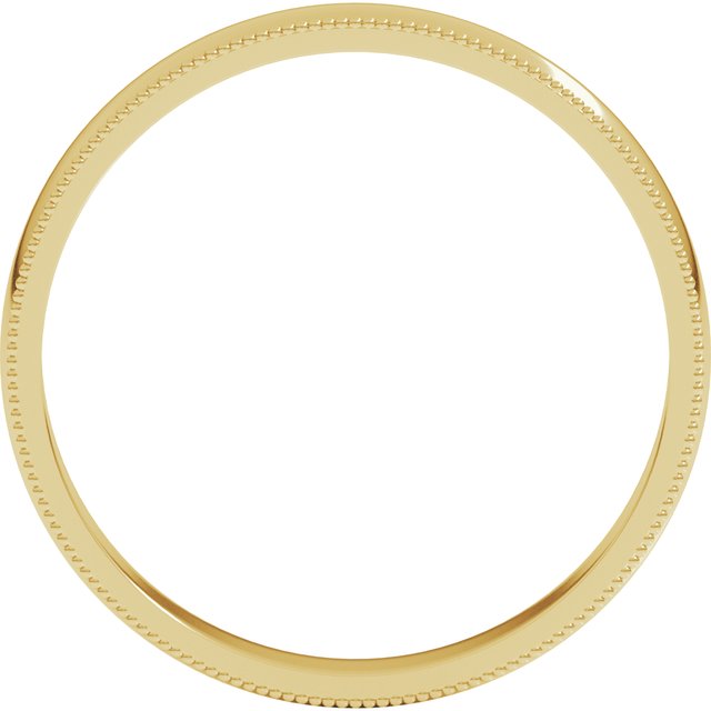 14K Yellow 3 mm Milgrain Half Round Light Band Size 6.5