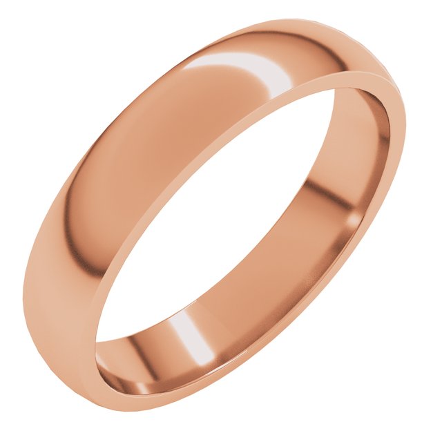 18k Rose 4 Mm Half Round Comfort Fit Light Band Size 7.5