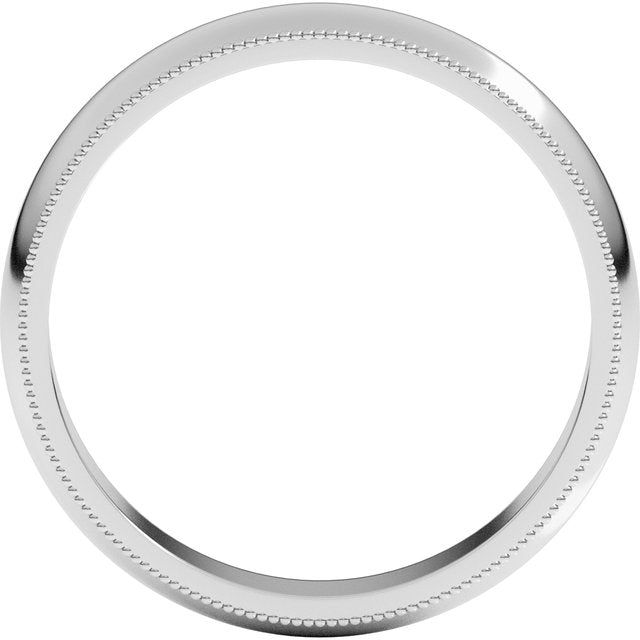 Sterling Silver 4 mm Milgrain Half Round Band Size 12