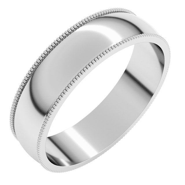14k White 5 Mm Lightweight Milgrain Half Round Band Size 9
