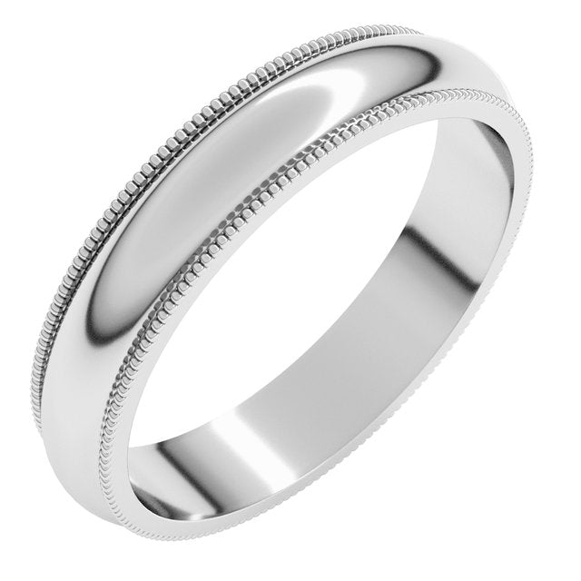 Sterling Silver 4 mm Milgrain Half Round Band Size 12