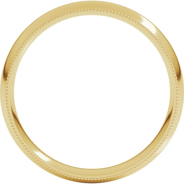 14k Yellow 4 Mm Milgrain Comfort-fit Half Round Band Size 12
