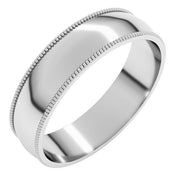 14k White 5 Mm Milgrain Half Round Comfort Fit Light Band Size 7
