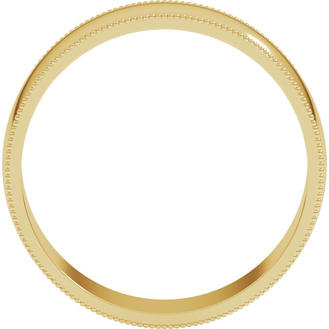 14k Yellow 6 Mm Milgrain Half Round Light Band Size 4