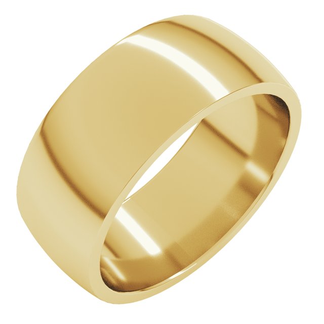 14k Yellow 8 Mm Half Round Comfort Fit Light Band Size 10