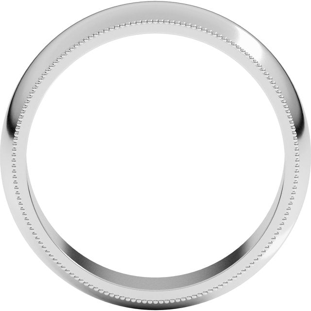 14k White 6 Mm Milgrain Half Round Band Size 8
