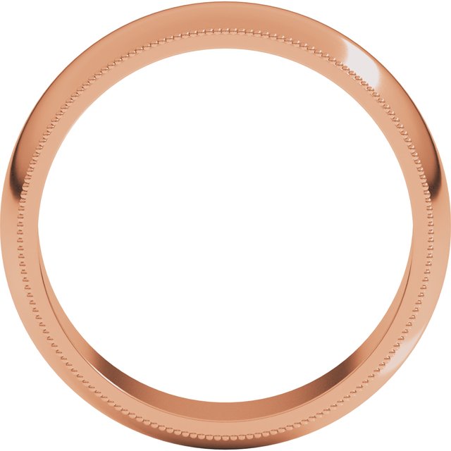 14k Rose 6 Mm Milgrain Half Round Band Size 8
