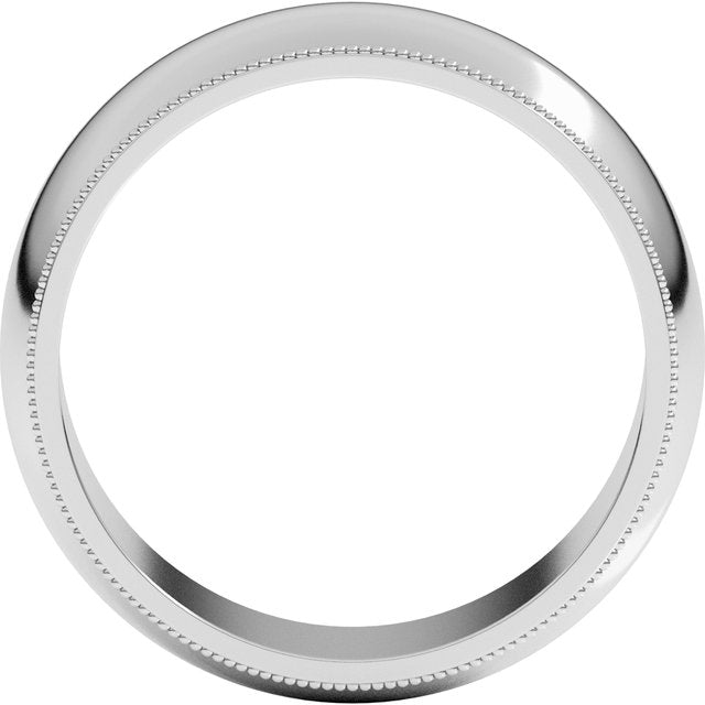 14k White 7 Mm Milgrain Half Round Band Size 13.5
