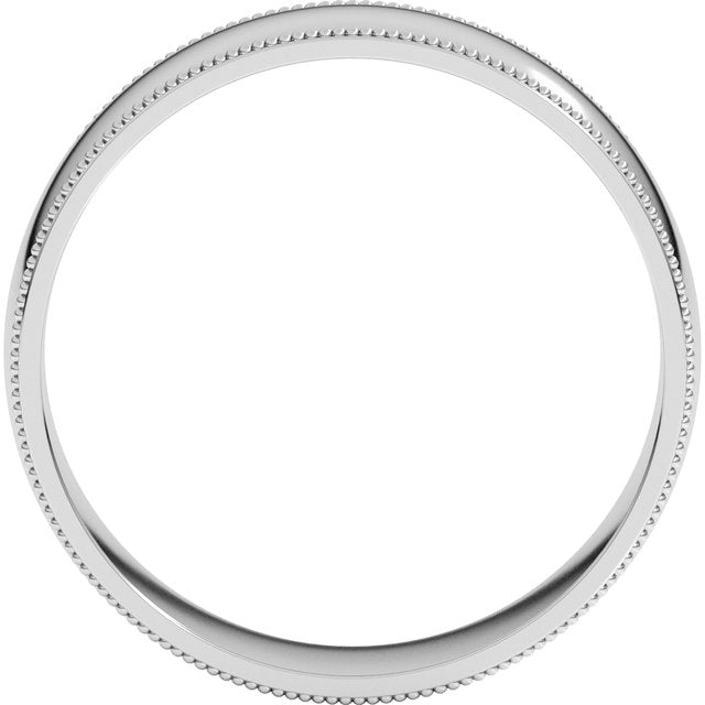 14k White 6 Mm Milgrain Half Round Comfort Fit Light Band Size 11
