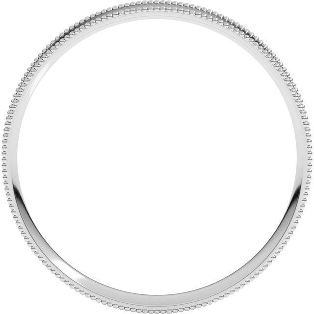 14k White 3 Mm Milgrain Comfort-fit Flat Band Size 6