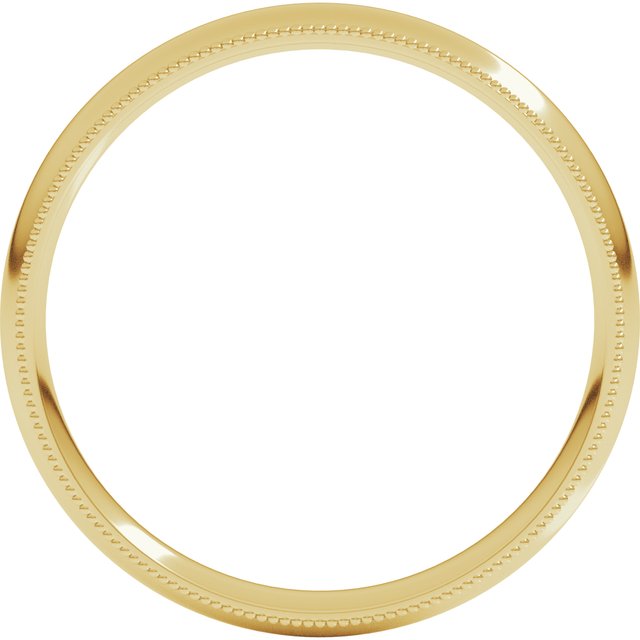 18k Yellow 3 Mm Milgrain Comfort-fit Half Round Band Size 10