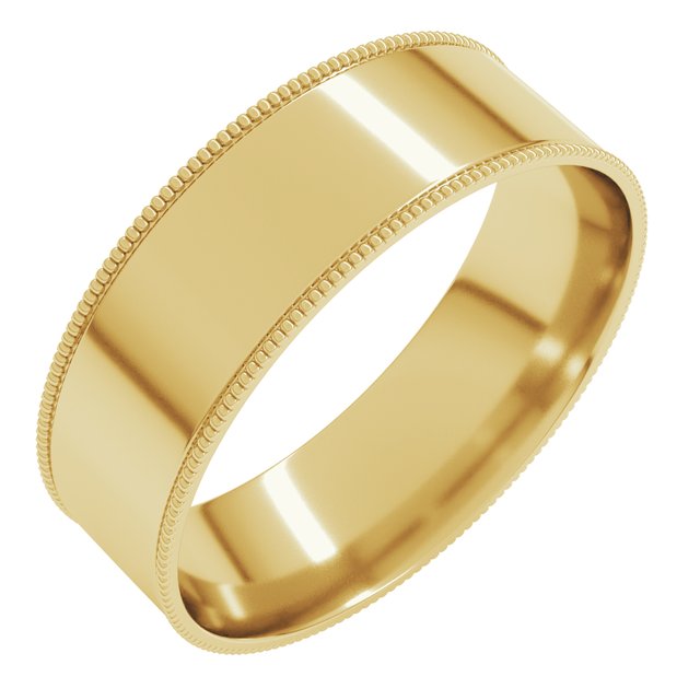14k Yellow 6 Mm Milgrain Comfort-fit Flat Band Size 8