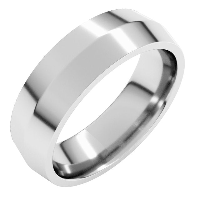 14k White 6 Mm Knife Edge Comfort Fit Band Size 7
