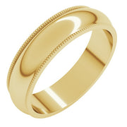 14k Yellow 5 Mm Milgrain Half Round Band Size 8