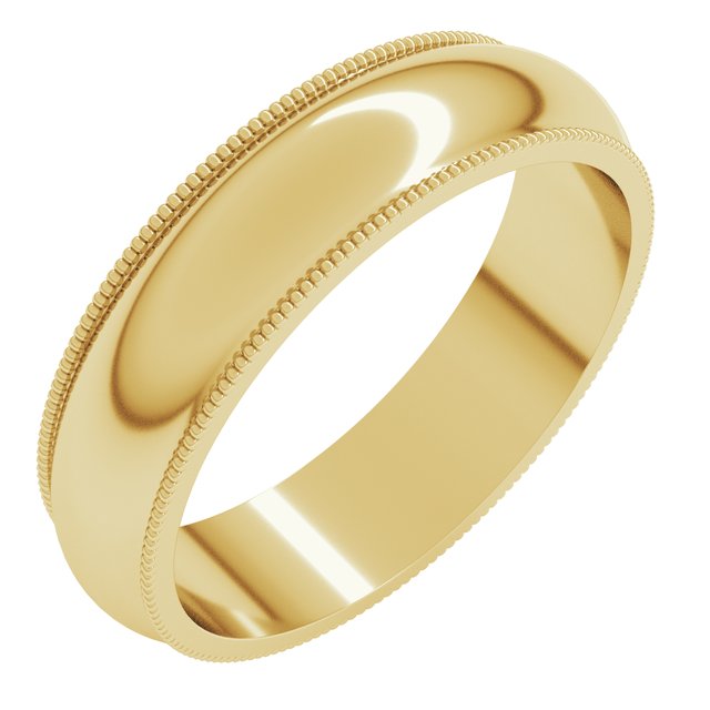 14k Yellow 5 Mm Milgrain Half Round Band Size 8