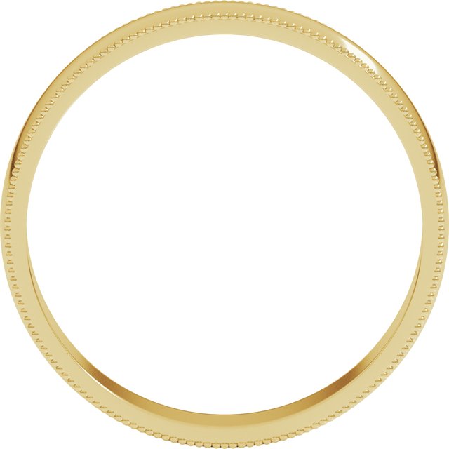 14K Yellow 4 mm Milgrain Half Round Light Band Size 8