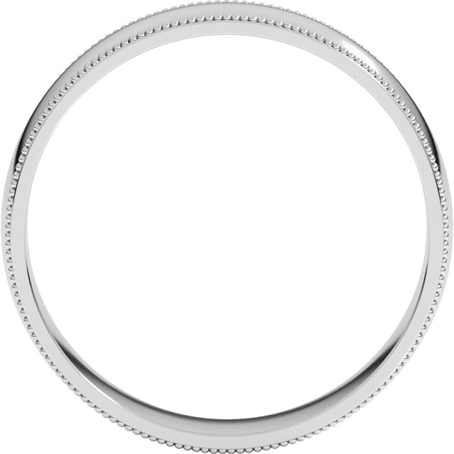 14K White 5 mm Milgrain Half Round Comfort Fit Light Band Size 11